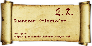 Quentzer Krisztofer névjegykártya